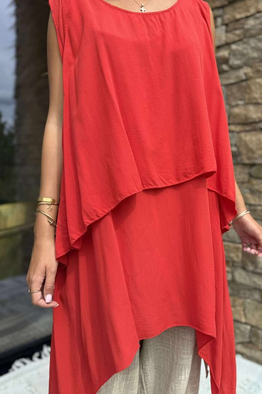 The Bertie Two Piece Layer Top Red